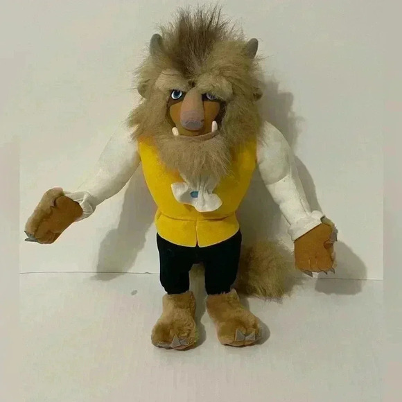 Disney Beauty and the Beast 1992 15" Beast Plush Doll w Yellow Shirt & No Jacket - Picture 1 of 8
